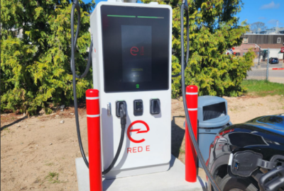 Photo of an EV charger supported by Consumers Energy